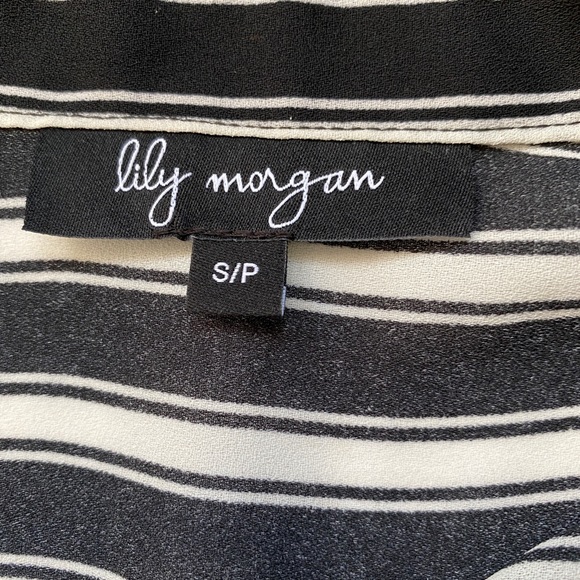 LILY MORGAN Black & White Striped Button Down Top - Picture 6 of 7